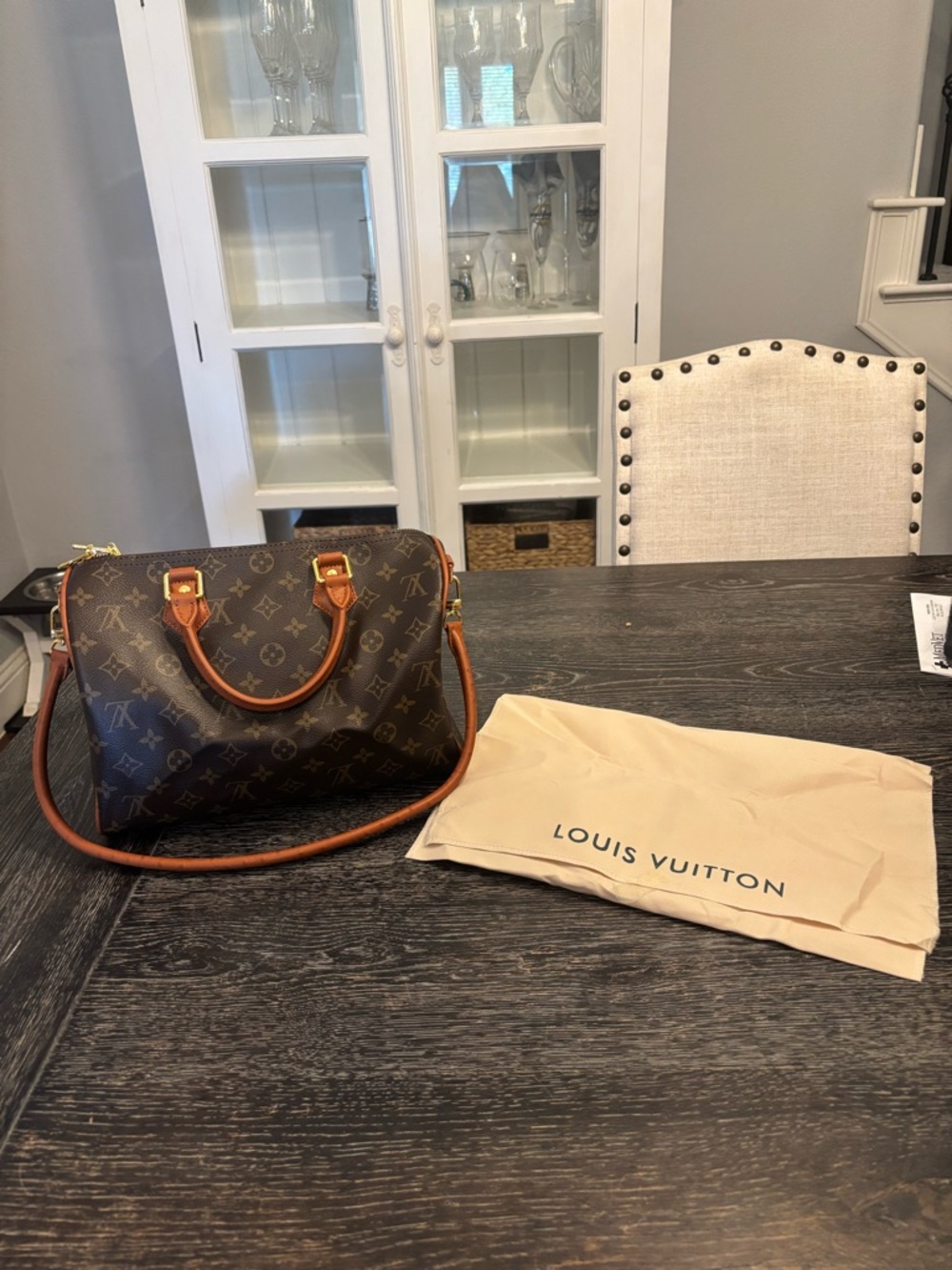 Daisys Boutique Brown Monogram Satchel with Tan Trim - Picture 3 of 8